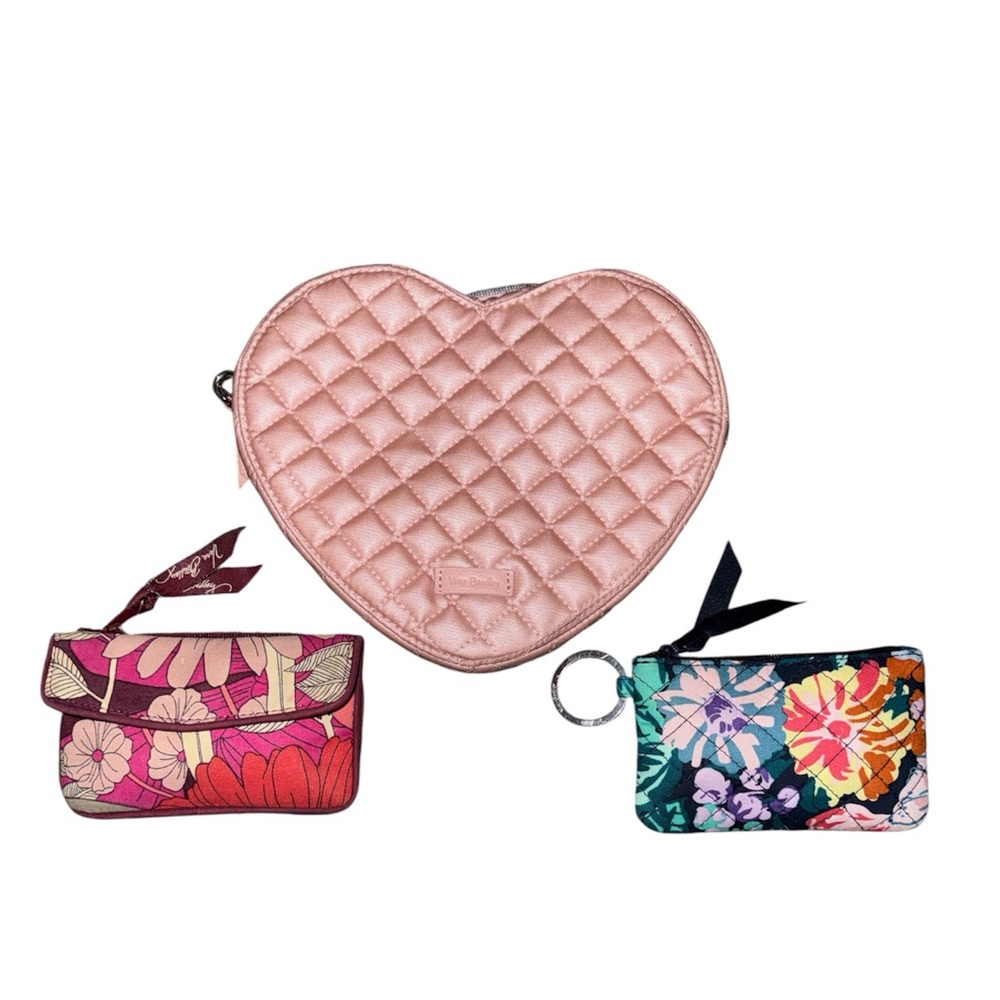 Vera Bradley Pink Quilted Heart-Shaped Bag Set